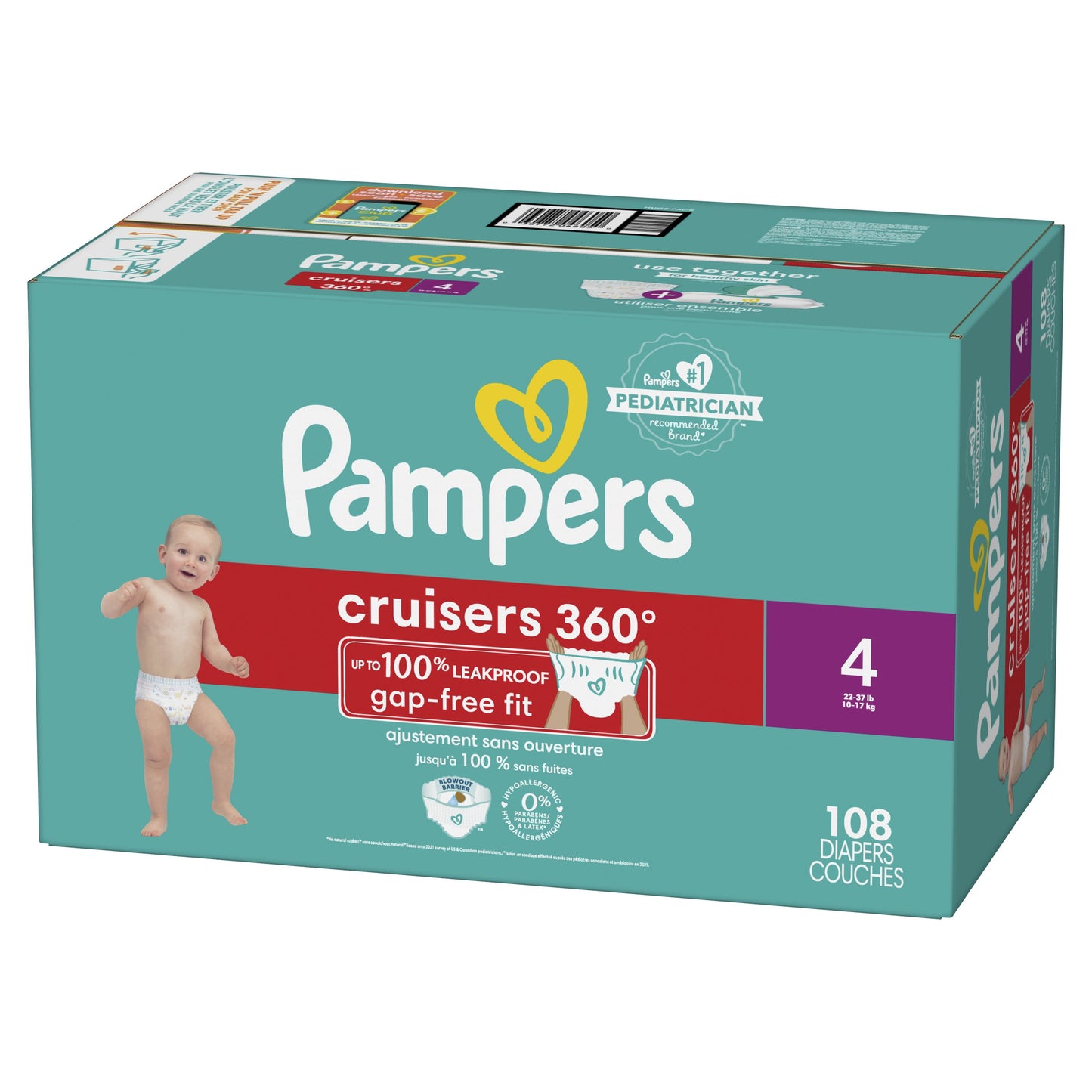 Pampers Cruisers 360 Diapers Size 4, 108 Count