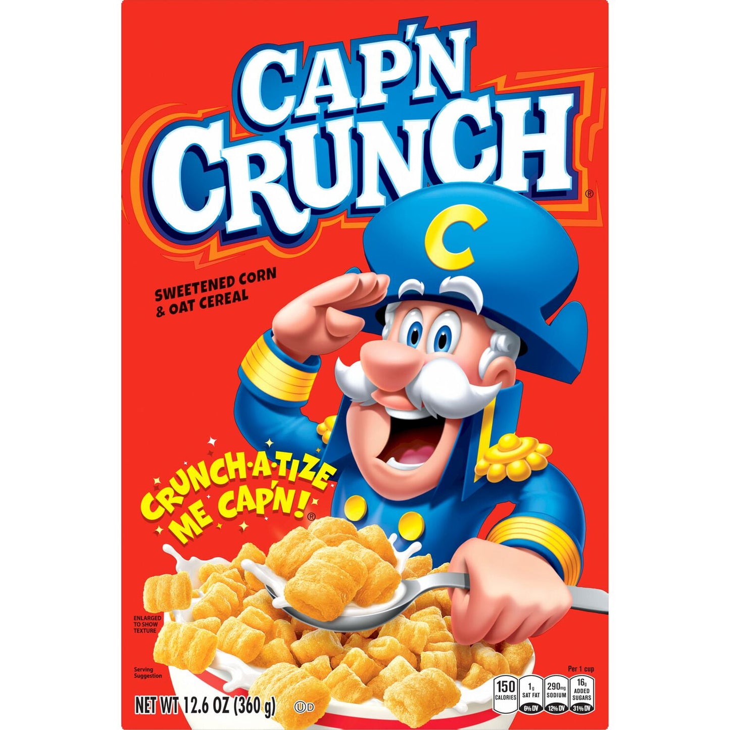 Cap n Crunch Sweetened Corn & Oat Cereal 12.6 oz Box Package Breakfast Cold Cereal Ready to Serve