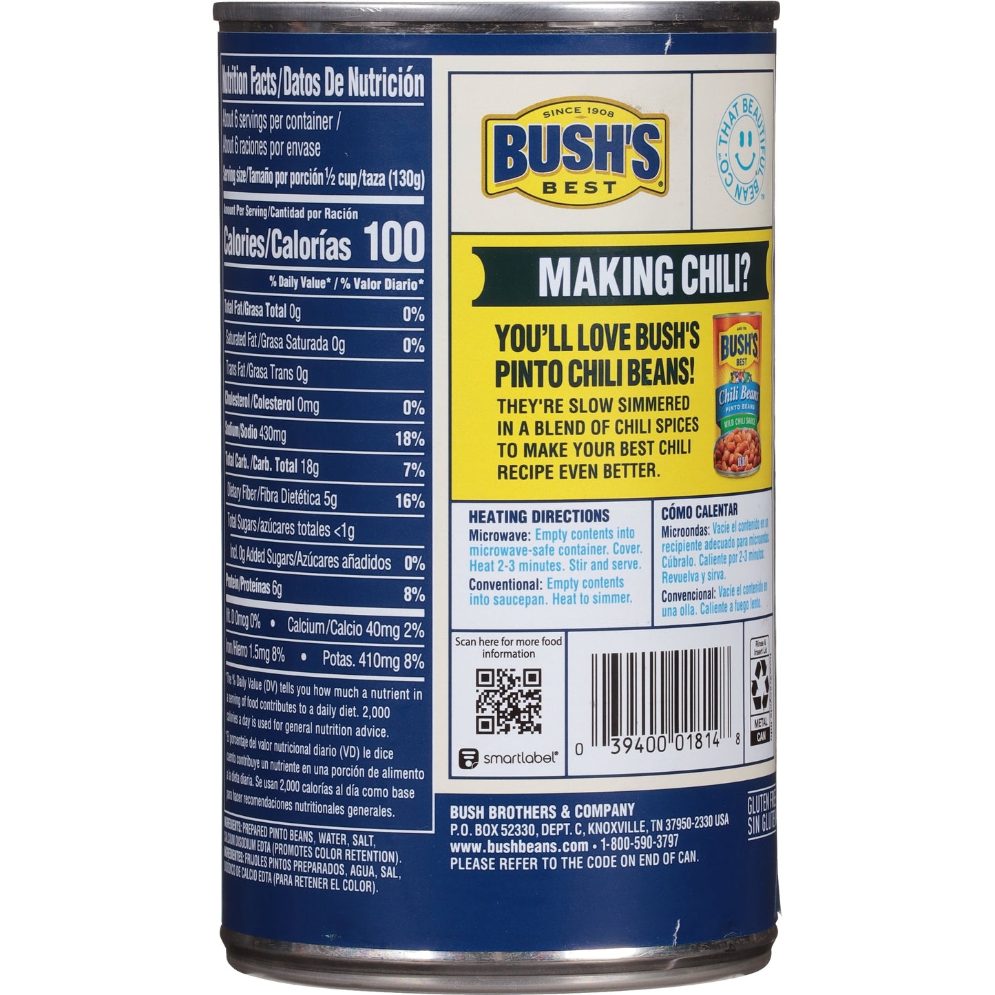 Bush's Canned Pinto Beans, Canned Beans, 27 oz Can