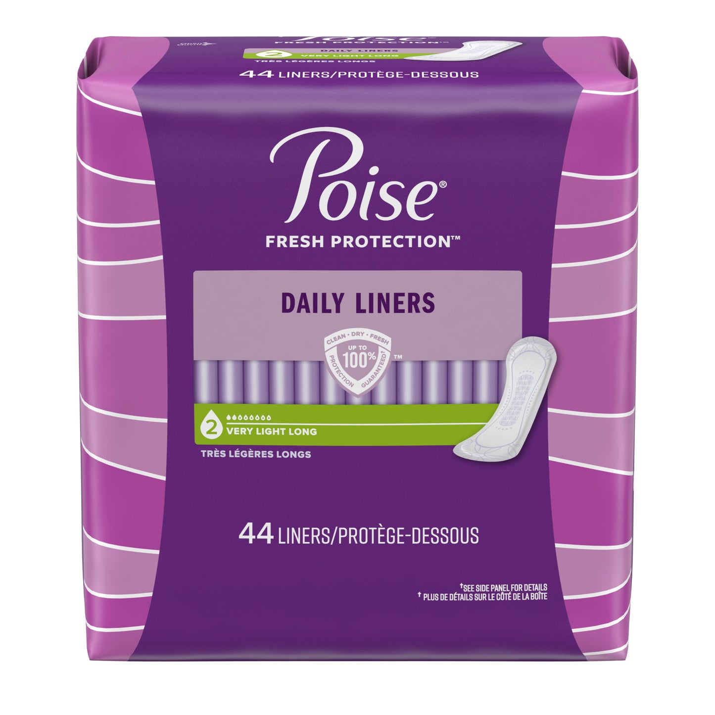Poise Daily Postpartum Incontinence Panty Liners, Very Light Absorbency,  Long, 44 Count