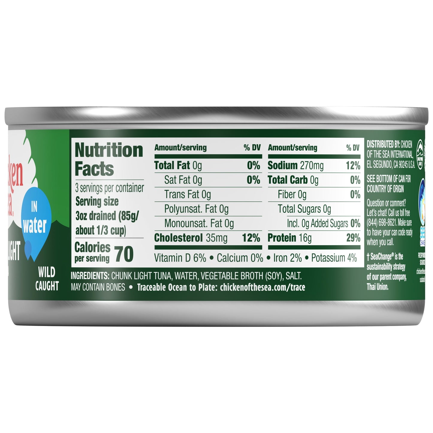 Chicken of the Sea Chunk Light Tuna in Water, 12 oz Can