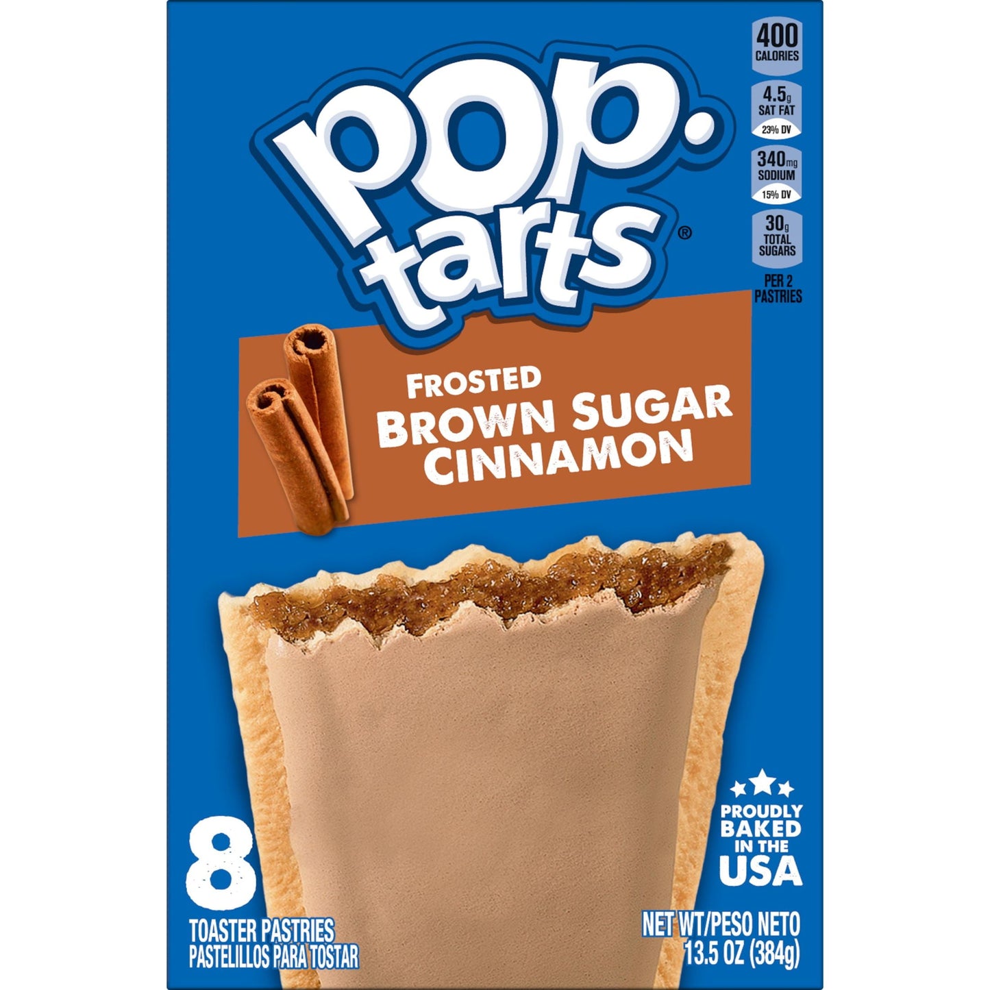 Pop-Tarts Frosted Brown Sugar Cinnamon Instant Breakfast Toaster Pastries, Shelf-Stable, Ready-to-Eat, 13.5 oz, 8 Count Box