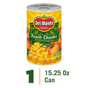 Del Monte Yellow Cling Peach Chunks, Canned Fruit, 15.25 oz Can