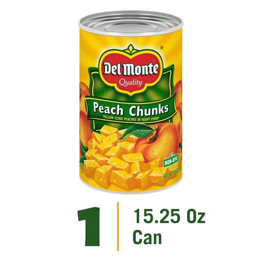 Del Monte Yellow Cling Peach Chunks, Canned Fruit, 15.25 oz Can