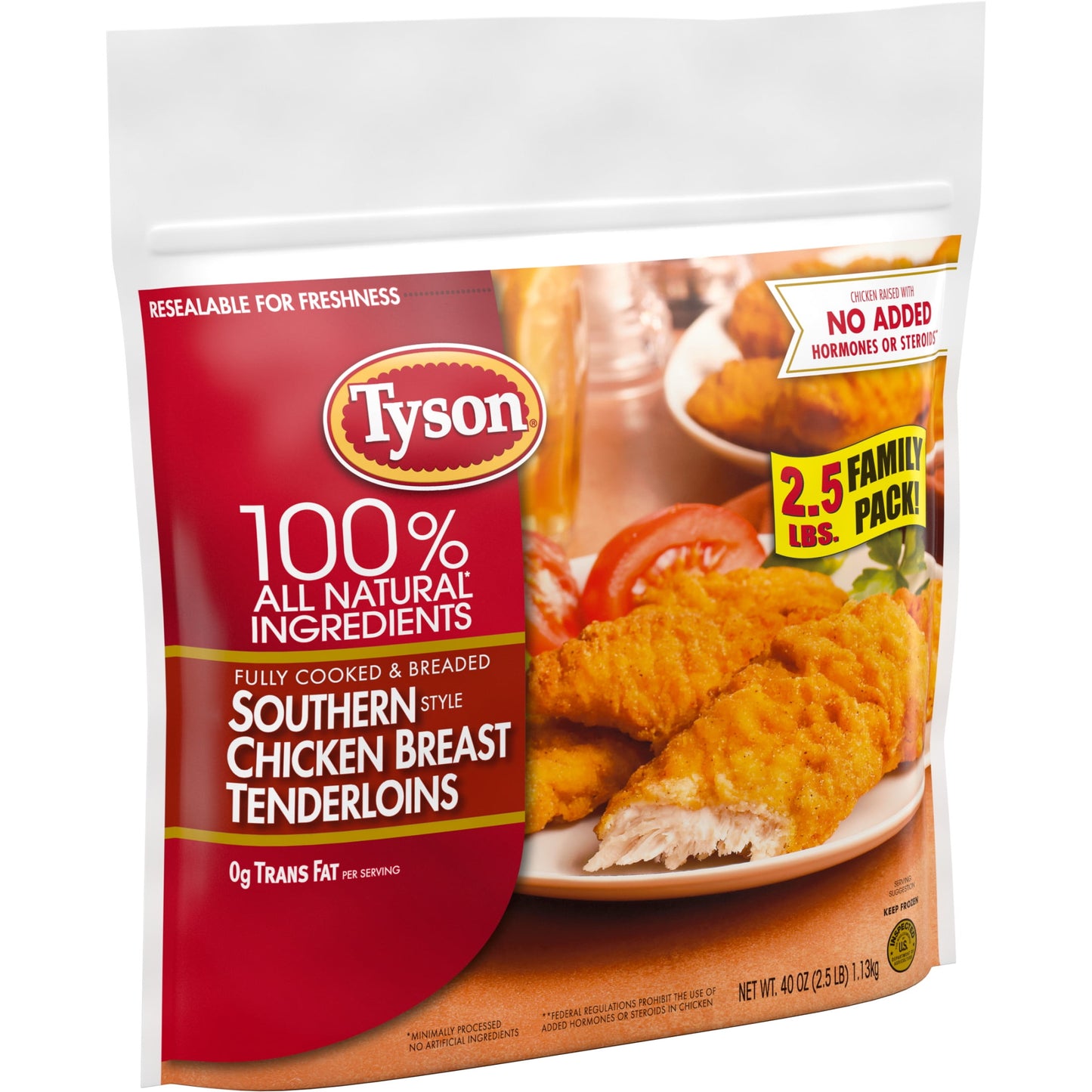 Tyson Fully Cooked and Breaded Southern Style Chicken Breast Tenderloins, 2.5 lb Bag (Frozen)