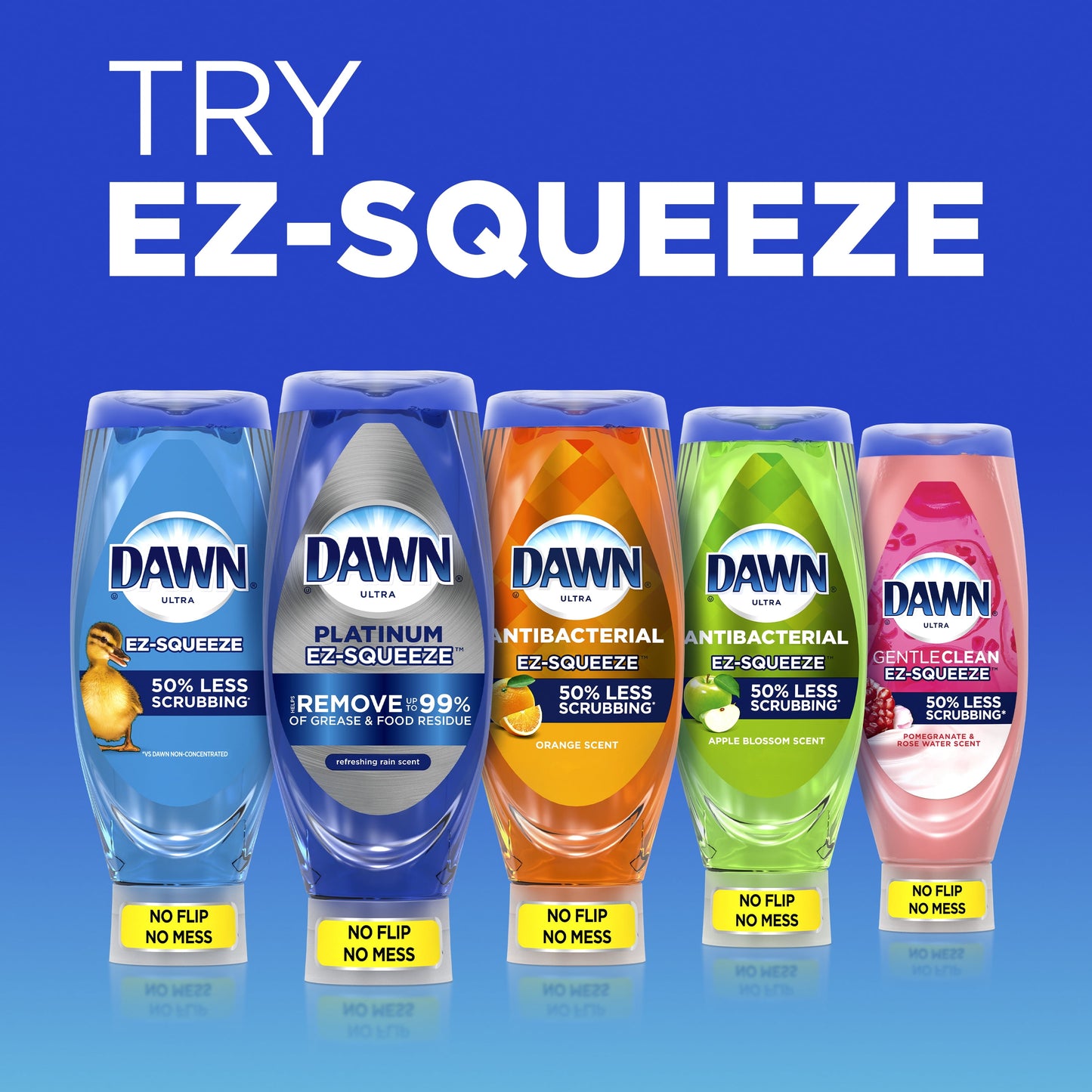 Dawn EZ-Squeeze Platinum Dishwashing Liquid Dish Soap, Fresh Rain Scent, 12.2 fl oz