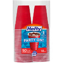 Hefty Party On Disposable Plastic Cups, Red, 18 Ounce, 50 Count