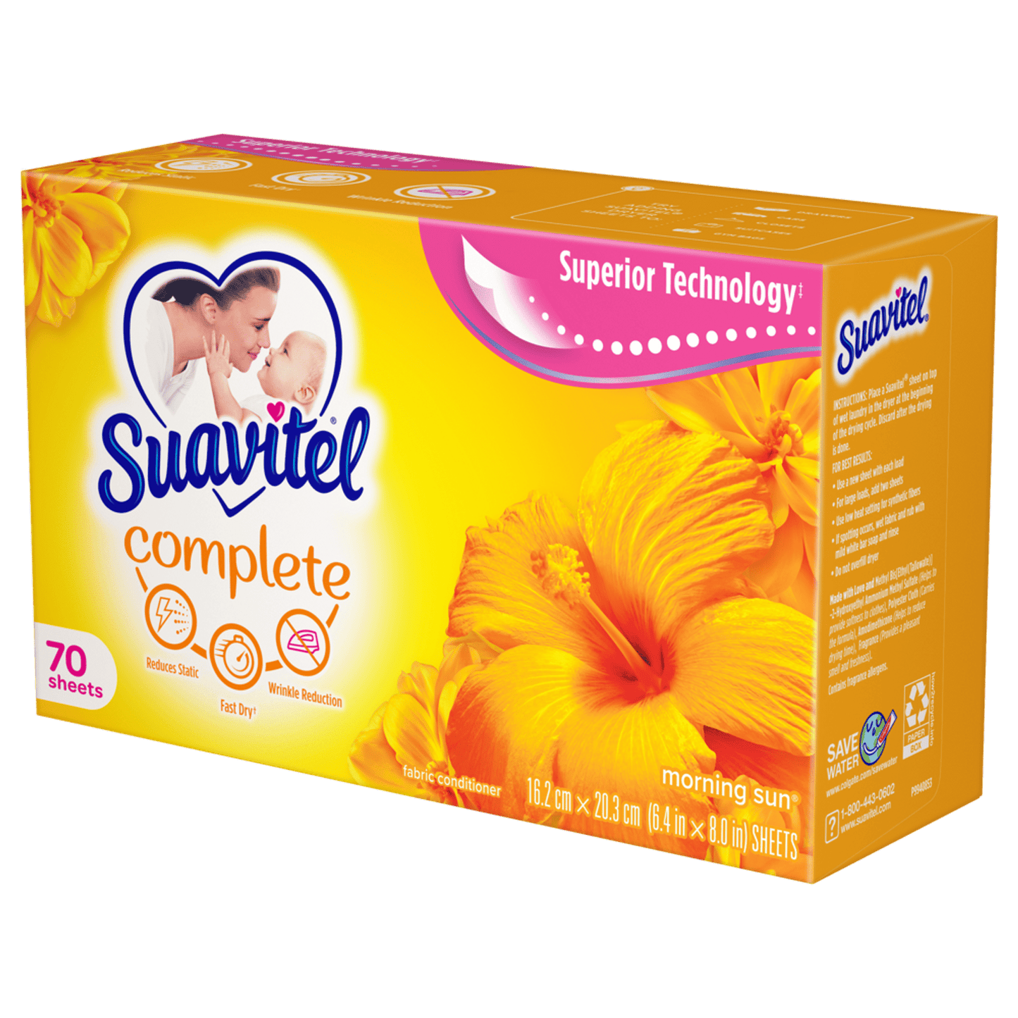 Suavitel Complete Dryer Sheets, Morning Sun 70 Count