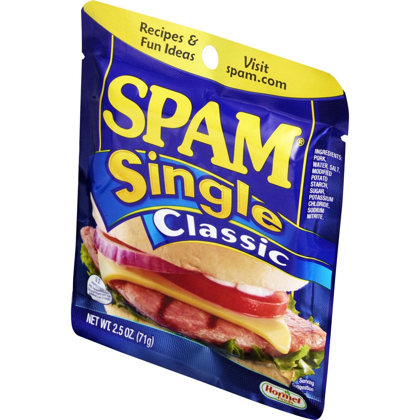 SPAM Single Classic, 9 g protein per serving, 2.5 oz Aluminum Pouch