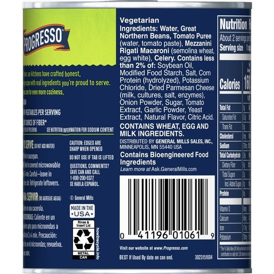 Progresso Vegetable Classics, Macaroni & Bean Canned Soup, 19 oz.