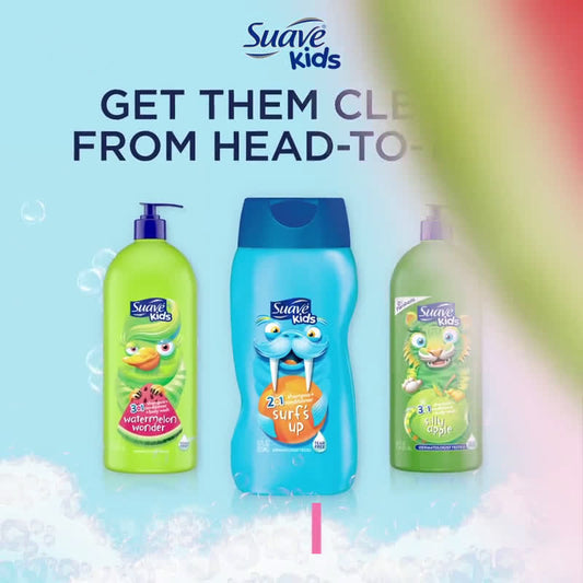 Suave Kids 3-in-1 Shampoo, Conditioner, Body Wash, Apple, Tear-Free Formula, All Hair Types 40oz