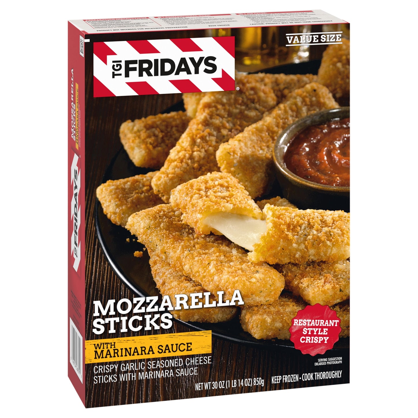 TGI Fridays Mozzarella Sticks Value Size Frozen Snacks & Appetizers with Marinara Sauce, 30 oz Box Giant