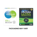 Lifestyles Ultra Sensitive Latex Lubricated Condoms, 36 Count