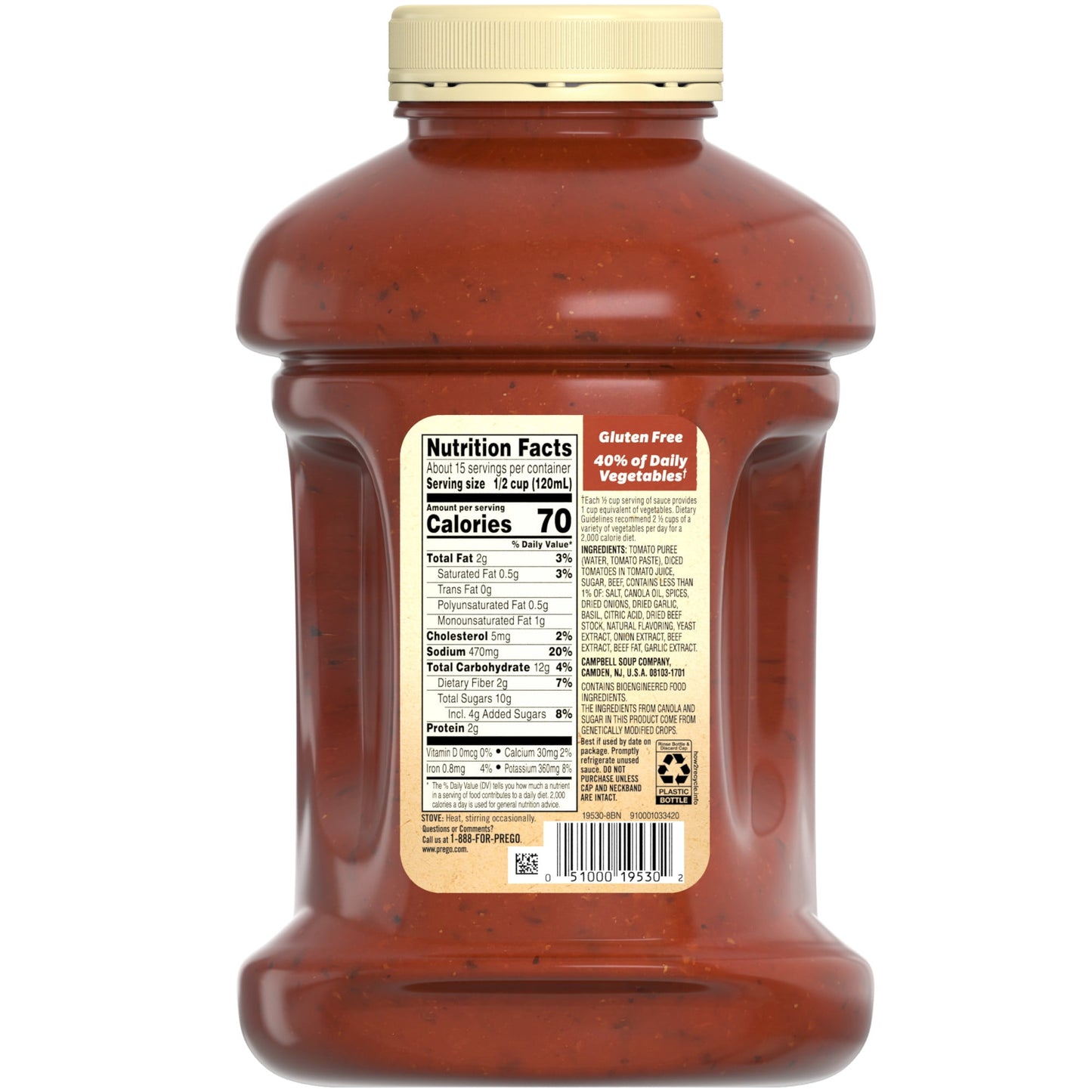 Prego Italian Tomato Spaghetti Sauce Flavored with Meat, 67 oz Jar