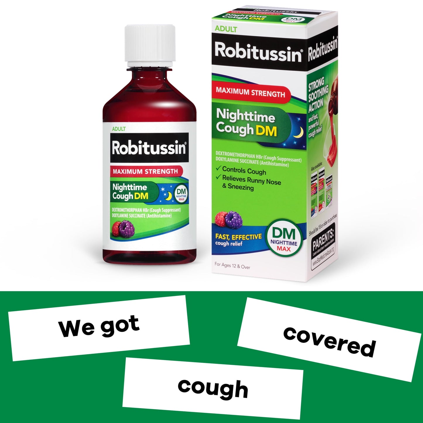 Robitussin Max Strength Cough Congestion DM and Cold Medicine for Nighttime Relief, Berry, 8 Fl Oz