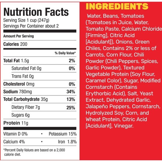 HORMEL Chili Vegetarian with Beans, 99% Fat Free, Steel Can 15 oz