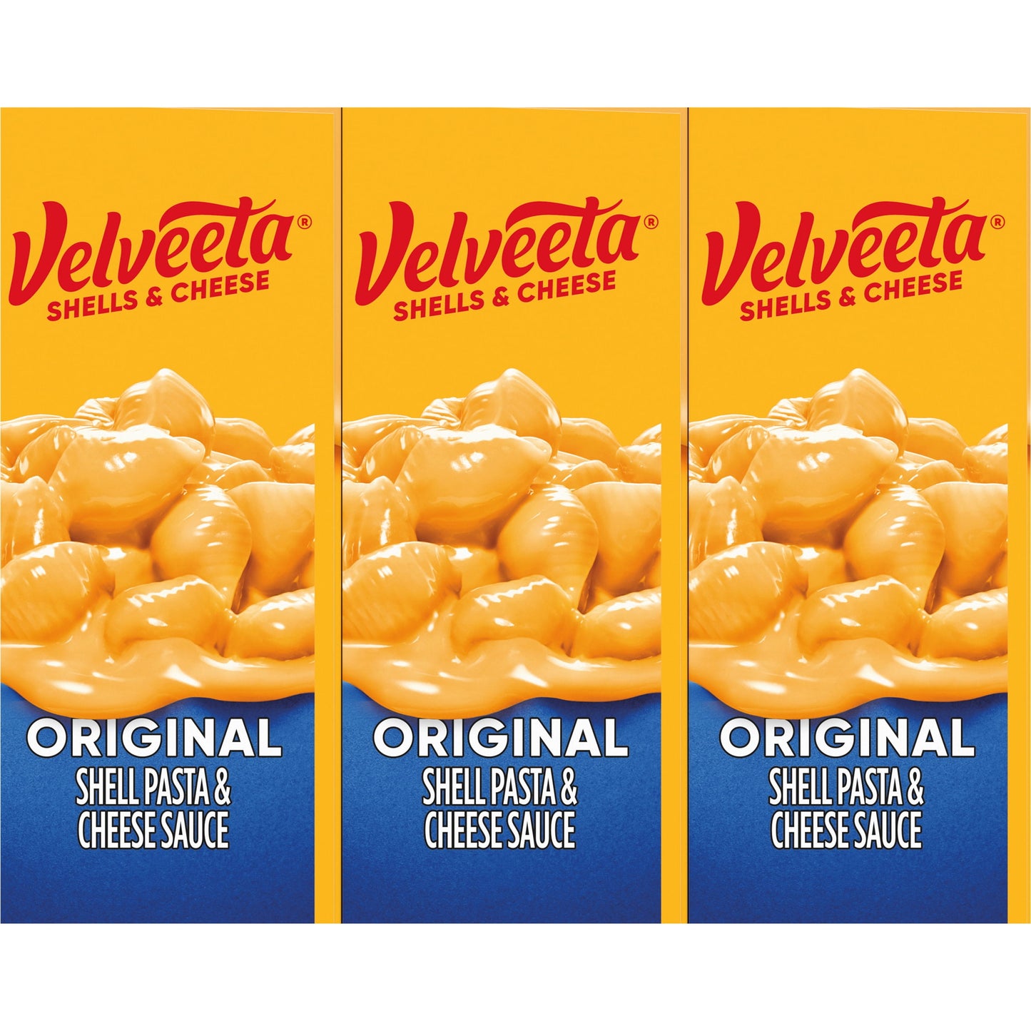 Velveeta Shells and Cheese Original Macaroni and Cheese Dinner, 3 ct Pack, 12 oz Boxes