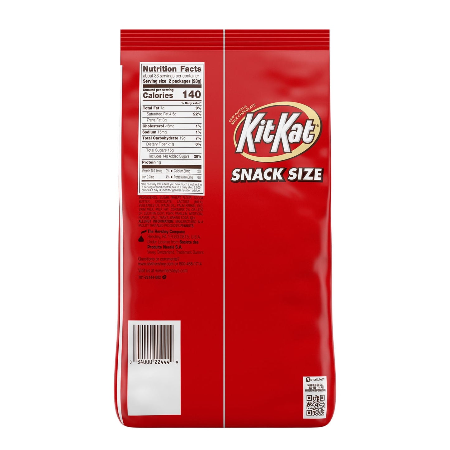 Kit Kat® Milk Chocolate Wafer Snack Size Candy, Bag 32.34 oz, 66 Pieces