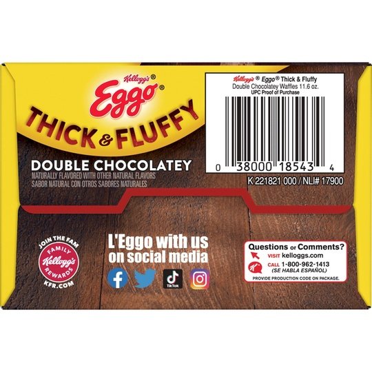 Eggo Thick and Fluffy Double Chocolatey Waffles, 11.6 oz, 6 Count (Frozen)