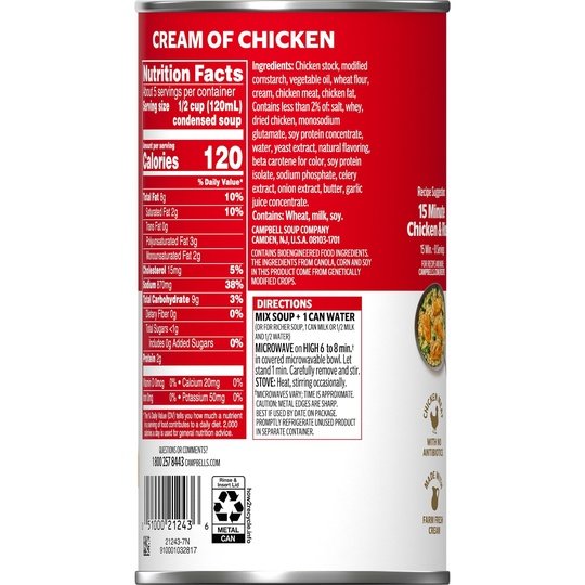 Campbell's Condensed Cream of Chicken Soup, 22.6 oz Can