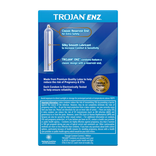 TROJAN ENZ Premium Smooth Lubricated Condoms, 12 Count