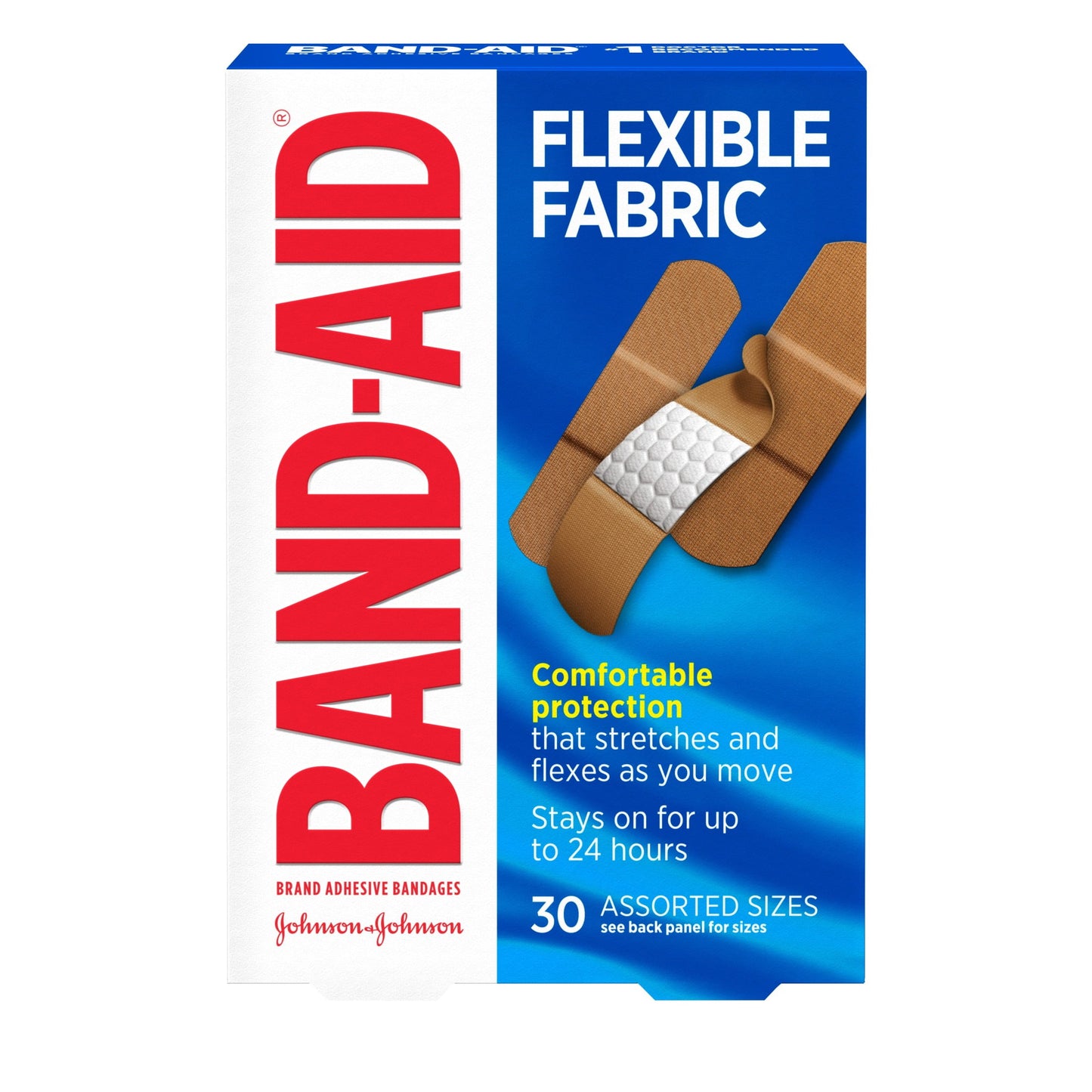 Band-Aid Brand Flexible Fabric Adhesive Bandages, Assorted, 30Ct