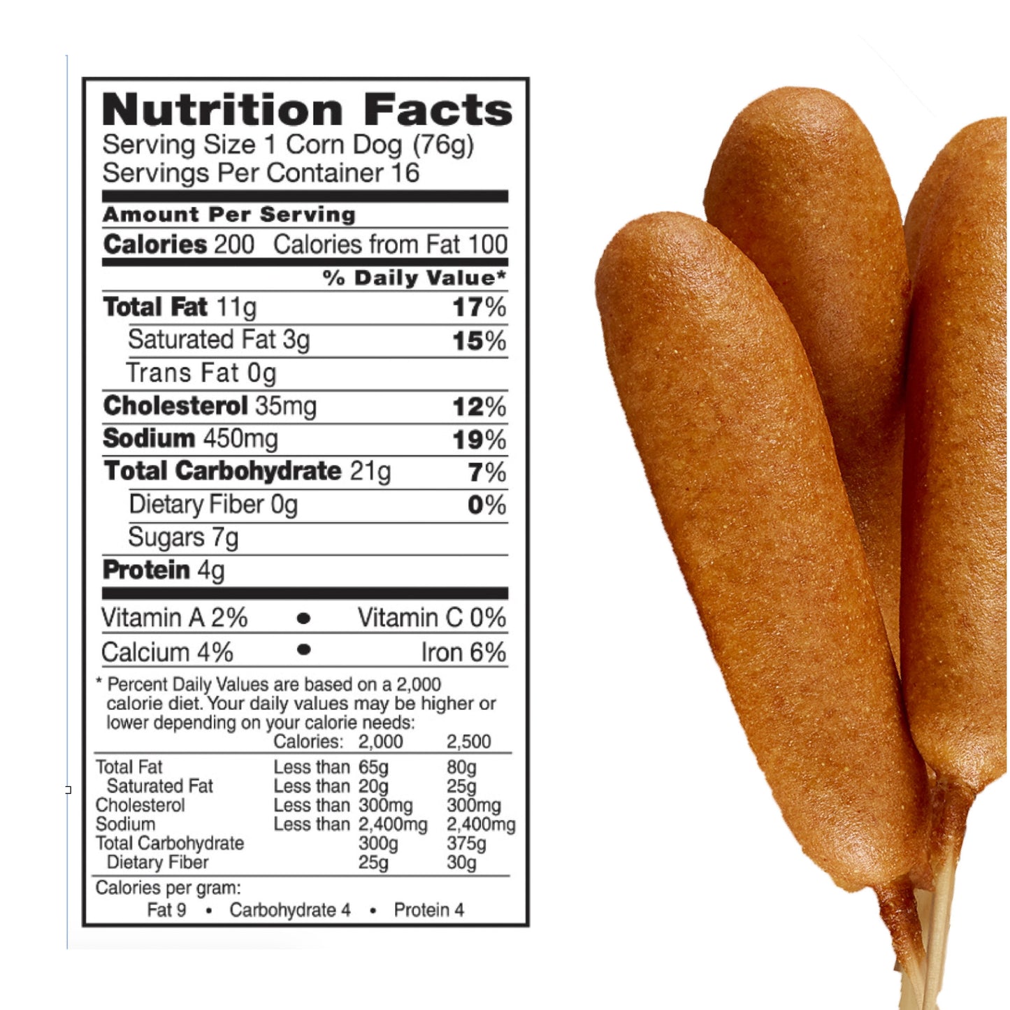 Bar-S Classic Honey Dipped Chicken and Pork Corn Dogs, 43 oz, 16 Count (Frozen)