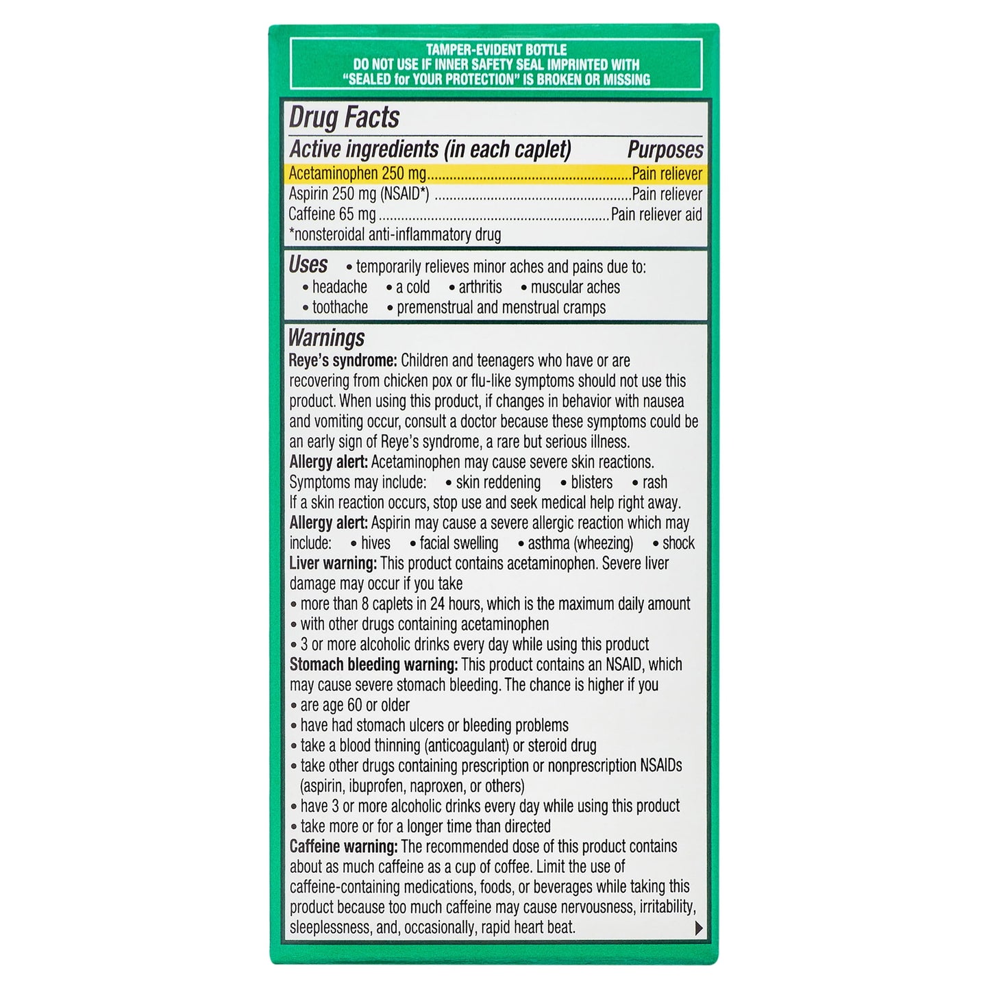 Excedrin Extra Strength Pain Reliever and Headache Medicine Caplets, 100 Count