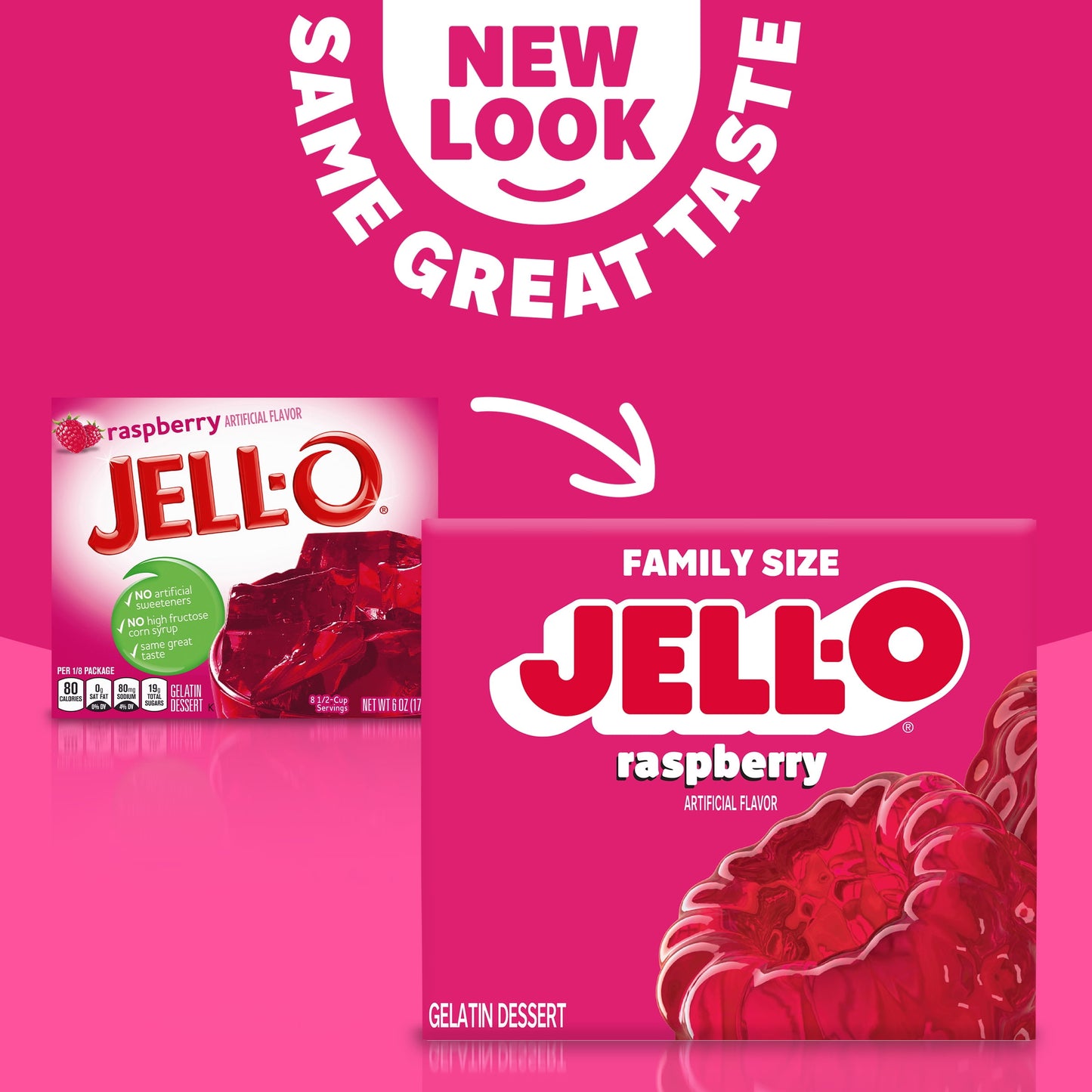 Jell-O Raspberry Artificially Flavored Gelatin Dessert Mix, Family Size, 6 oz Box