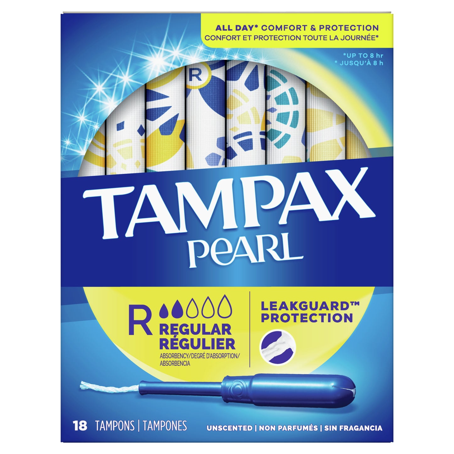 Tampax Pearl Tampons with LeakGuard Braid, Regular Absorbency, 18 Count