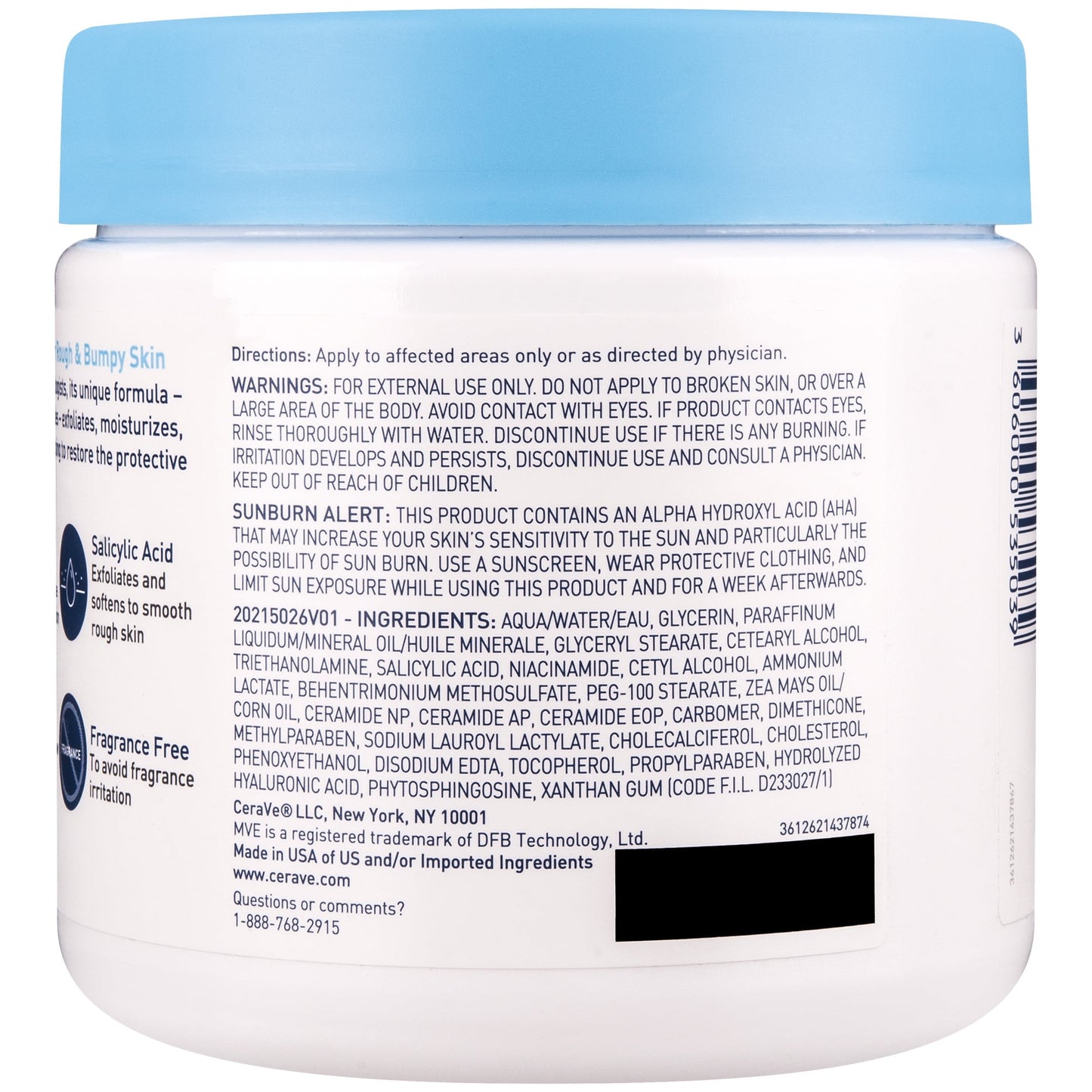 CeraVe SA Body Cream for Rough & Bumpy Skin with Salicylic Acid To Improve Skin Texture, 16 oz