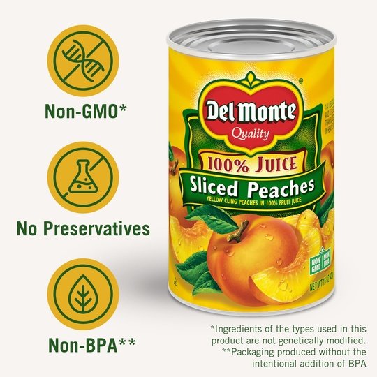 Del Monte Sliced Peaches, Canned Fruit, 15 oz Can