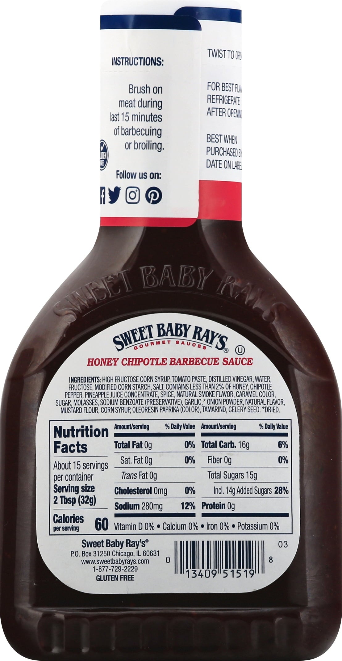 Sweet Baby Ray's Honey Chipotle Barbecue Sauce 18 oz