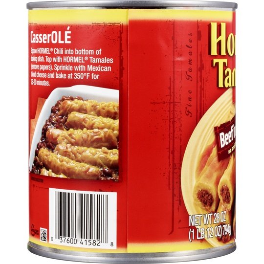 HORMEL Beef Tamales in Chili Sauce, Shelf Stable, 28 oz Steel Can