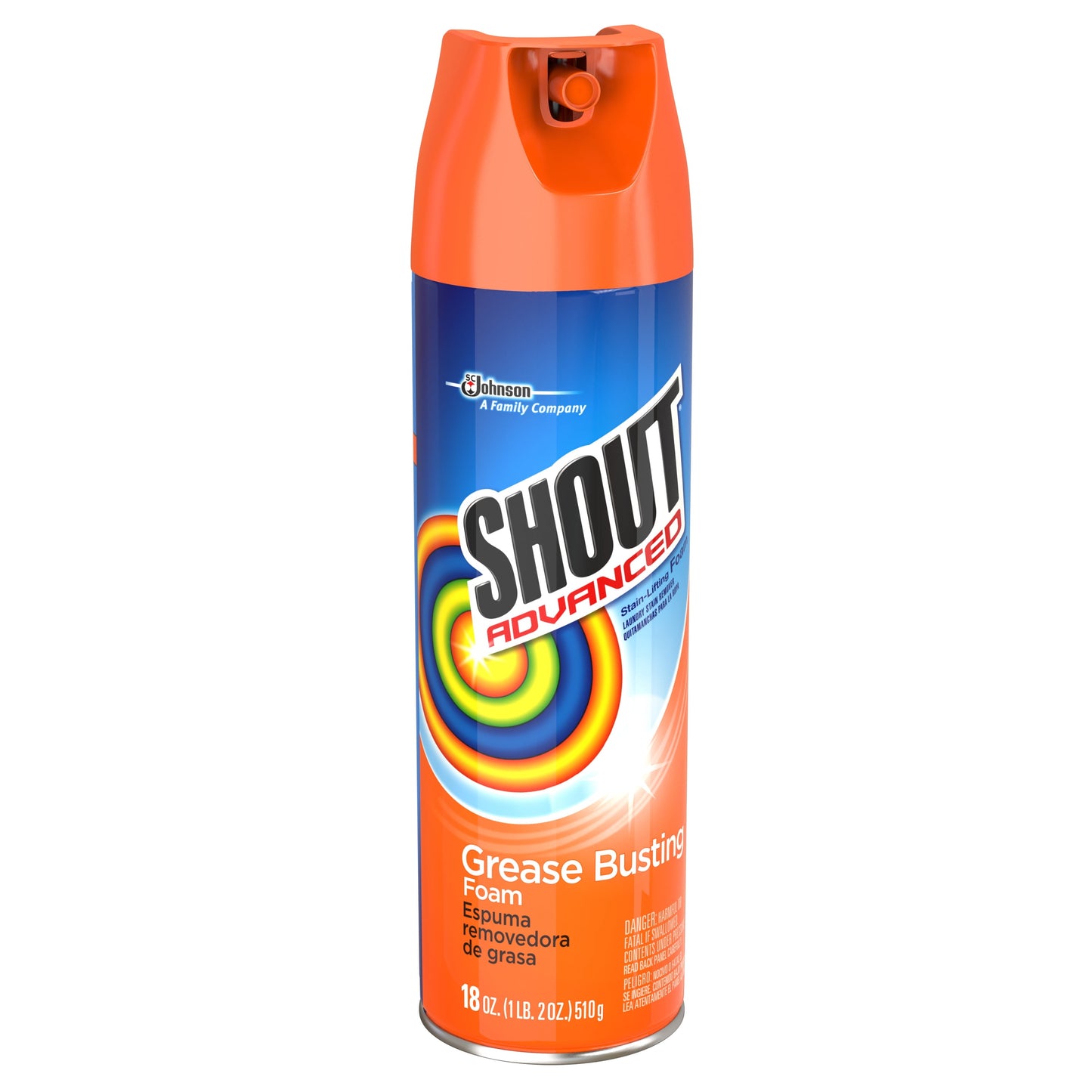 Shout Advanced Grease Busting Foam, Laundry Stain Remover, 18 Ounce