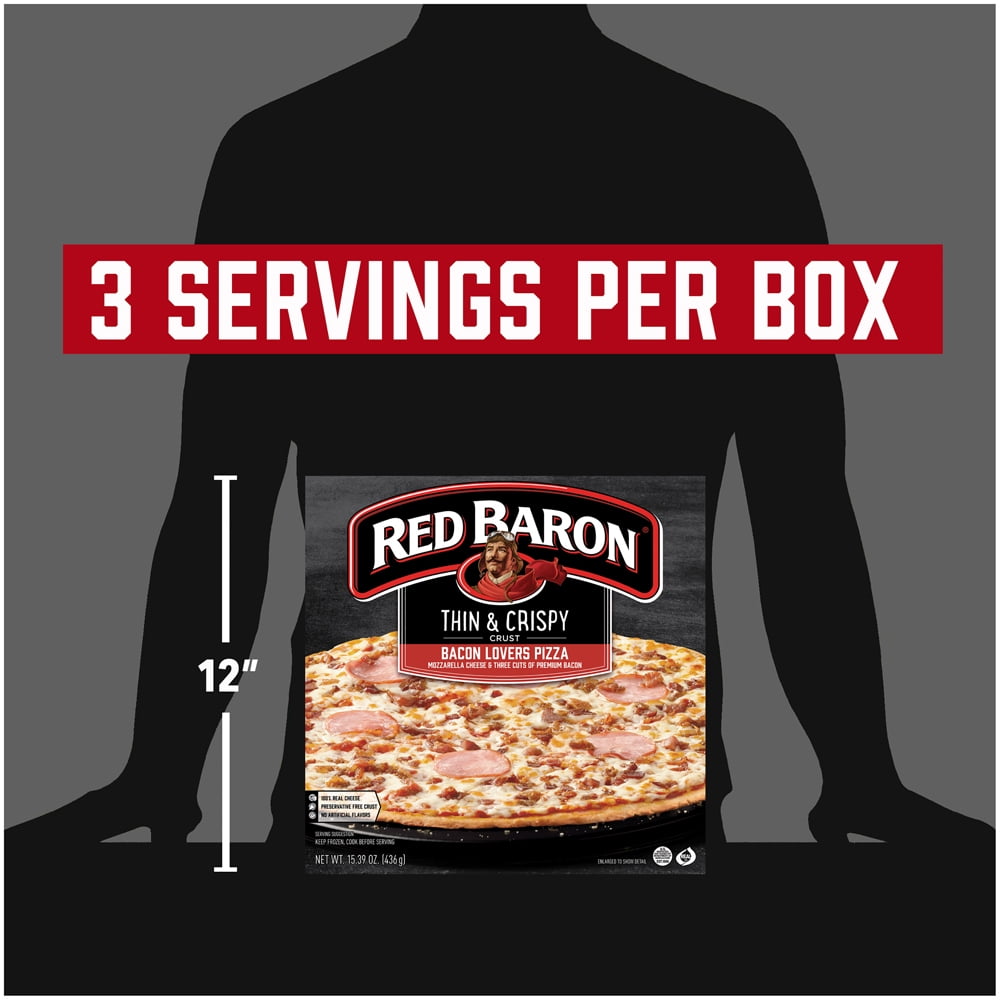 Red Baron Pizza, Thin & Crispy Bacon Lovers, 15.39 oz (Frozen)