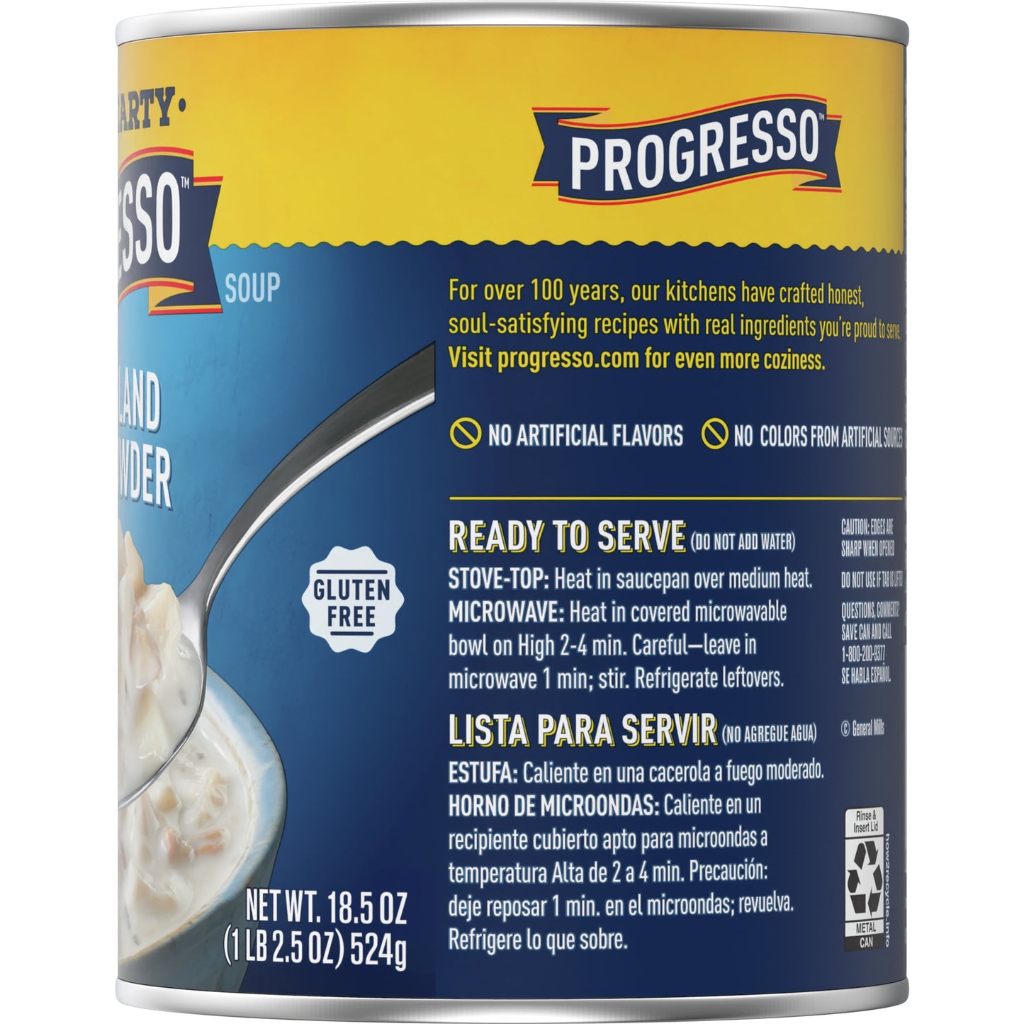 Progresso New England Clam Chowder Soup, Rich & Hearty Canned Soup, Gluten Free, 18.5 oz