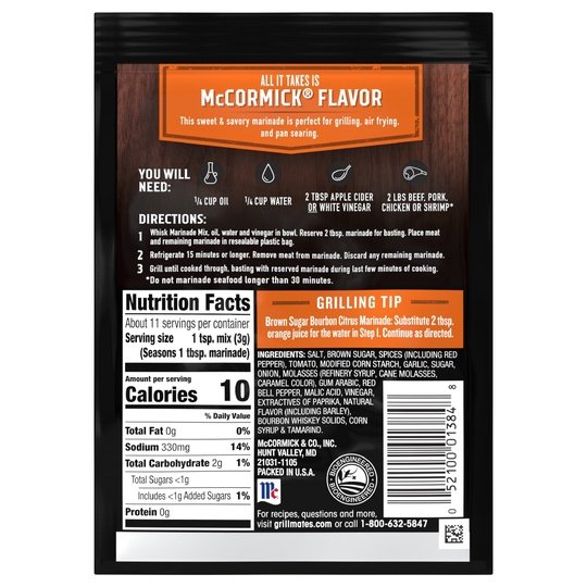 McCormick Grill Mates Marinade Mix - Brown Sugar Bourbon, 1.25 oz Cooking Sauces & Marinades