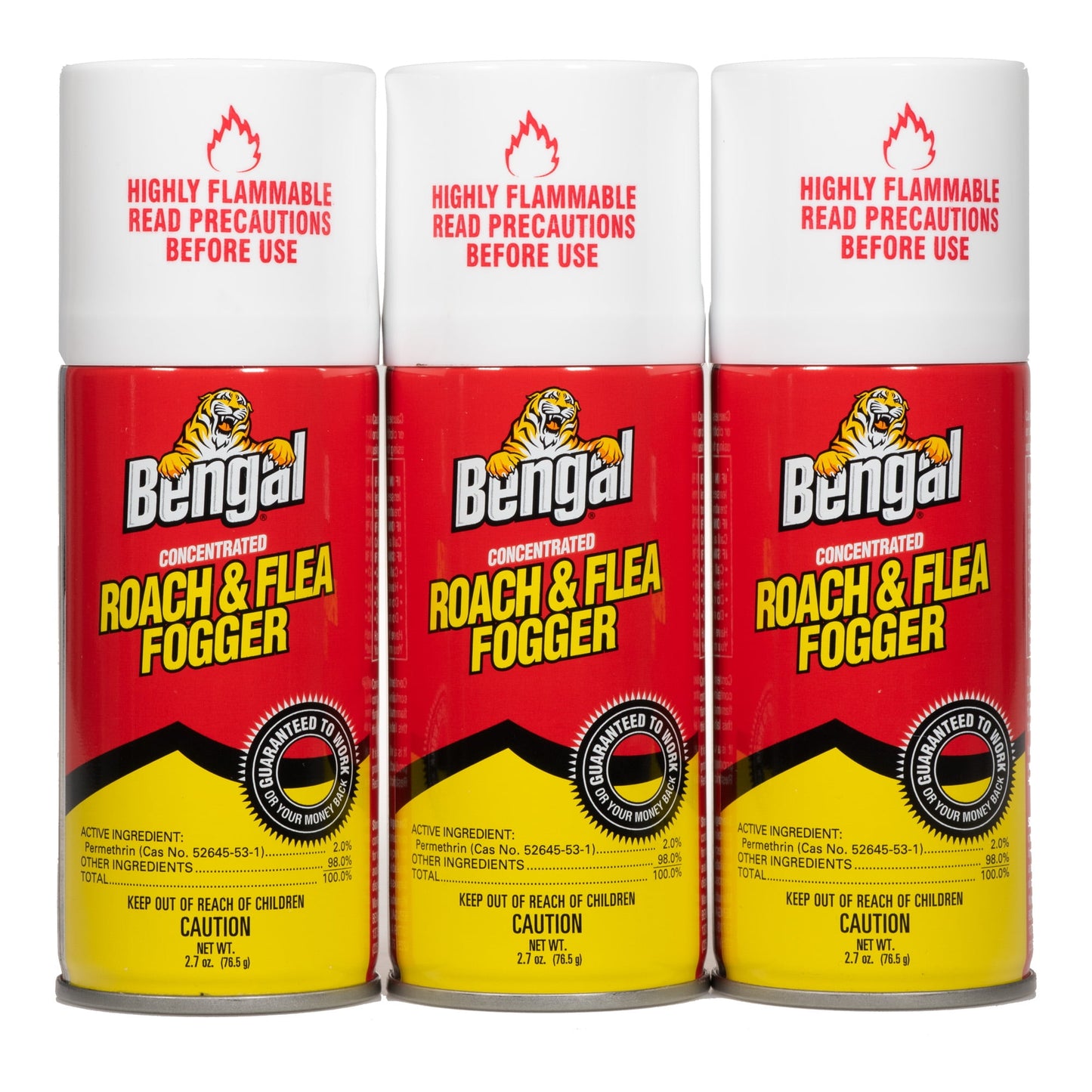 Bengal Concentrated Roach and Flea Killer Fogger, Odorless Mess-Free Dry Fog, 3 Count, 2.7 Oz Aerosol Cans