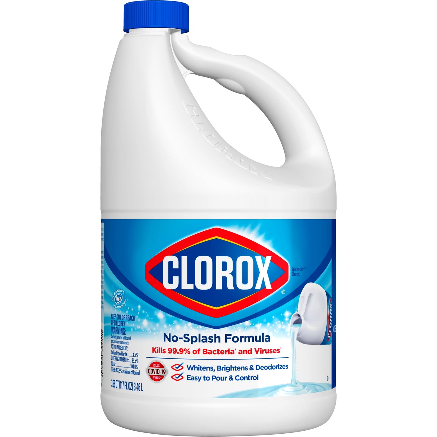 Clorox Splash-Less Liquid Bleach Cleaner, Regular Scent, 117 fl oz