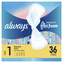 Always Infinity Feminine Pads with Wings, Size 1, Regular Absorbency, Unscented, 36 Count