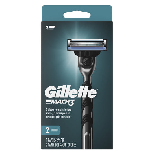 Gillette Mach3 Mens Razor Handle and 2 Blade Refills