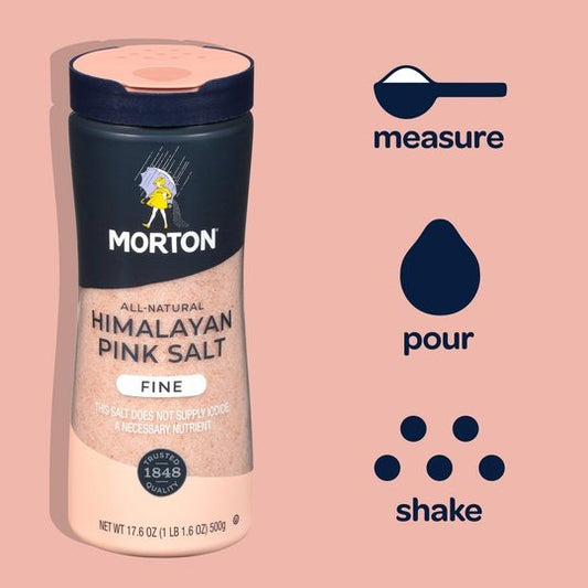 Morton Salt Himalayan Pink Salt, Fine - for Baking, Blending and More (17.6 oz)