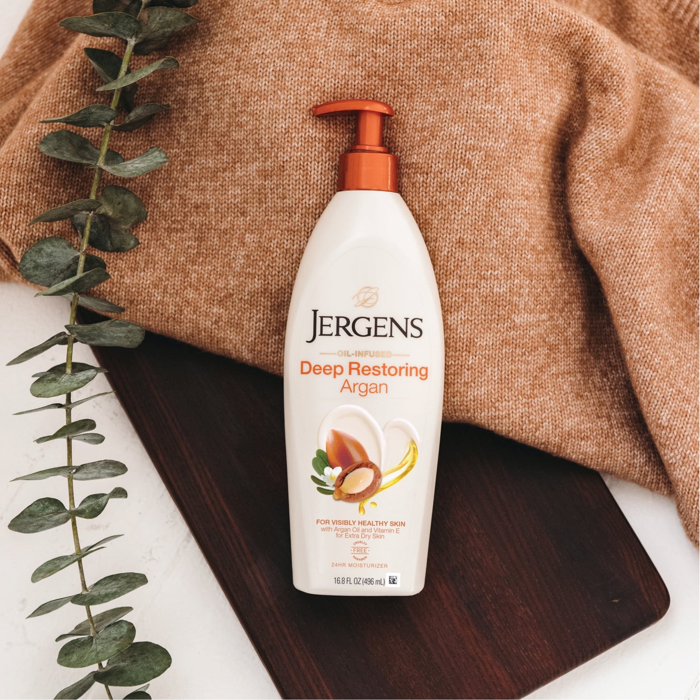 Jergens Hand and Body Lotion, Deep Restoring Argan Oil Body Lotion, 16.8 Oz