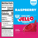 Jell-O Raspberry Artificially Flavored Zero Sugar Gelatin Dessert Mix, Family Size, 0.6 oz Box