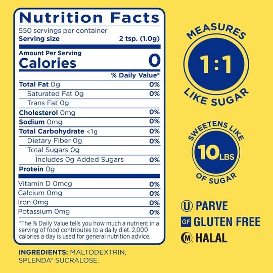 Splenda Zero Calorie, Granulated Sweetener, 19.4 oz Resealable Pouch