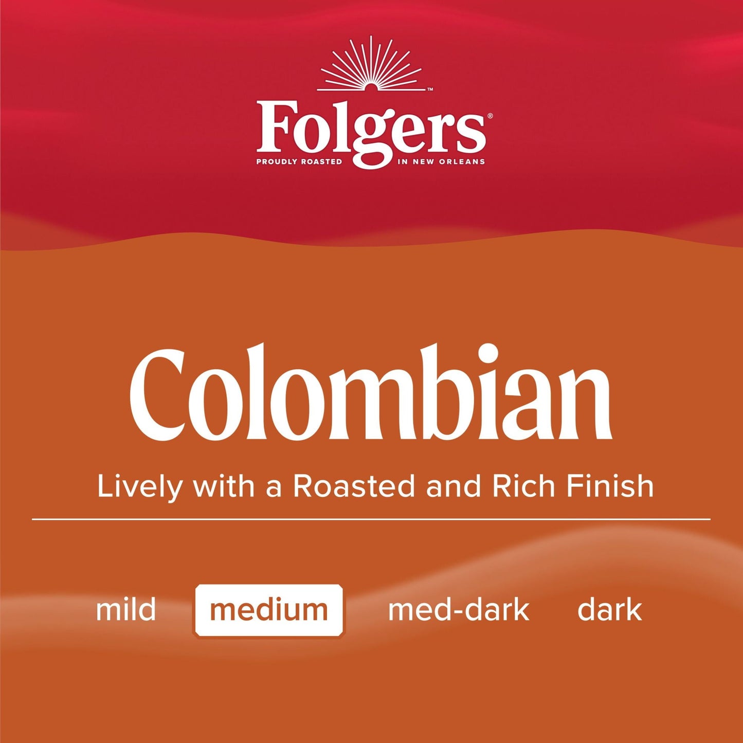 Folgers Colombian Coffee, Medium Roast Ground Coffee, 22.6 Ounce Canister