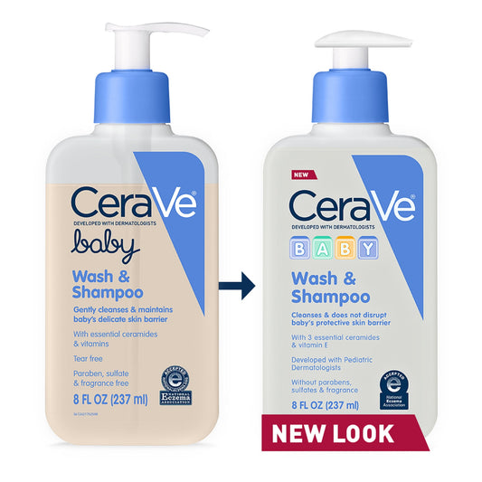 CeraVe Baby Body Wash and Baby Shampoo, Gentle Tear-Free Cleanser for Sensitive Skin, 8 fl oz