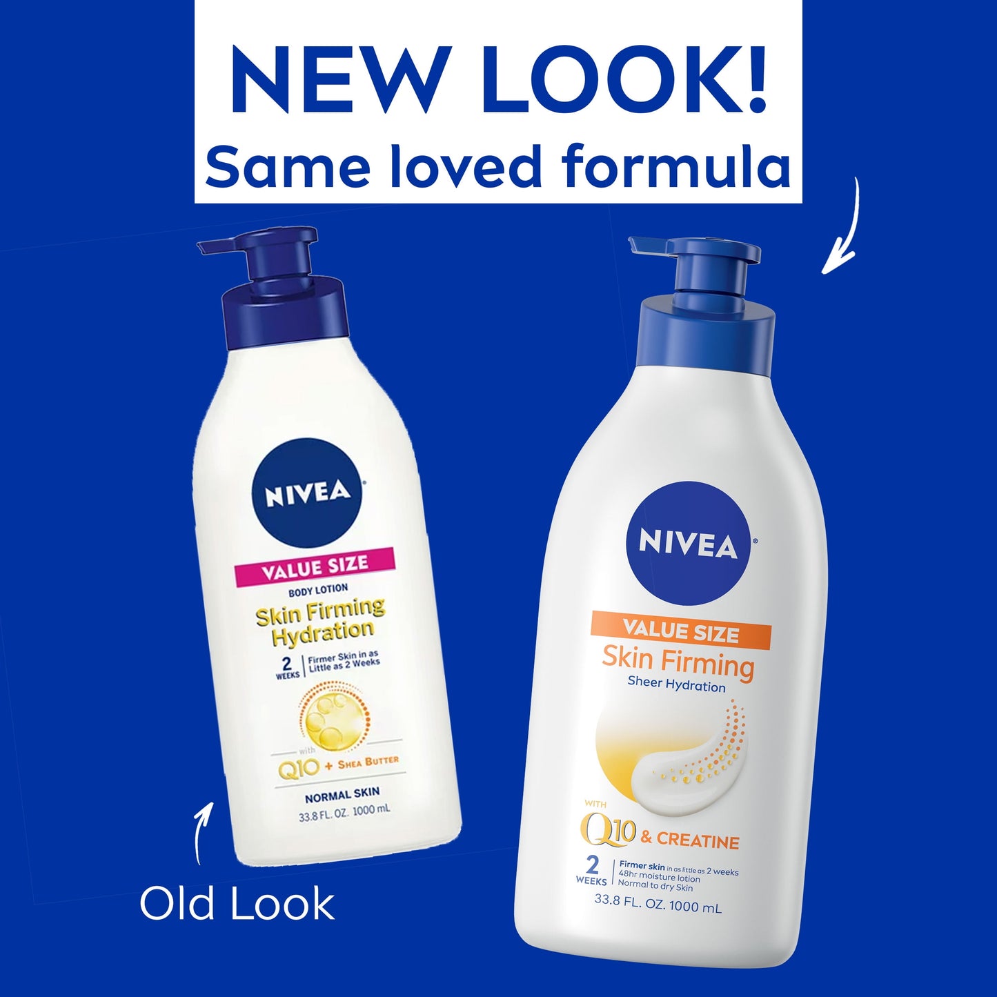 NIVEA Skin Firming Hydration Body Lotion with Q10 and Shea Butter, 33.8 Fl Oz Pump Bottle