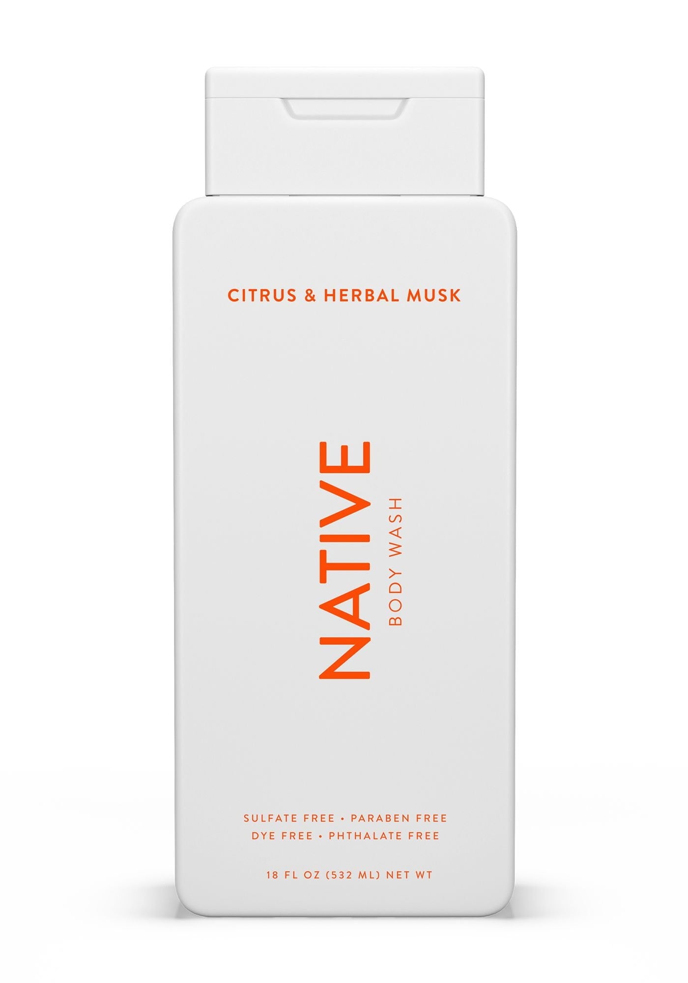 Native Natural Body Wash, Citrus & Herbal Musk, Sulfate Free, Paraben Free, 18 oz